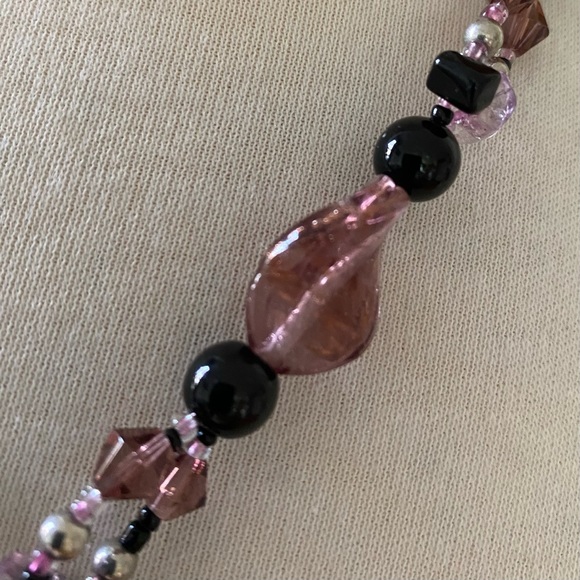 Murano Glass Purple Necklace and Earrings Set - Picture 5 of 14